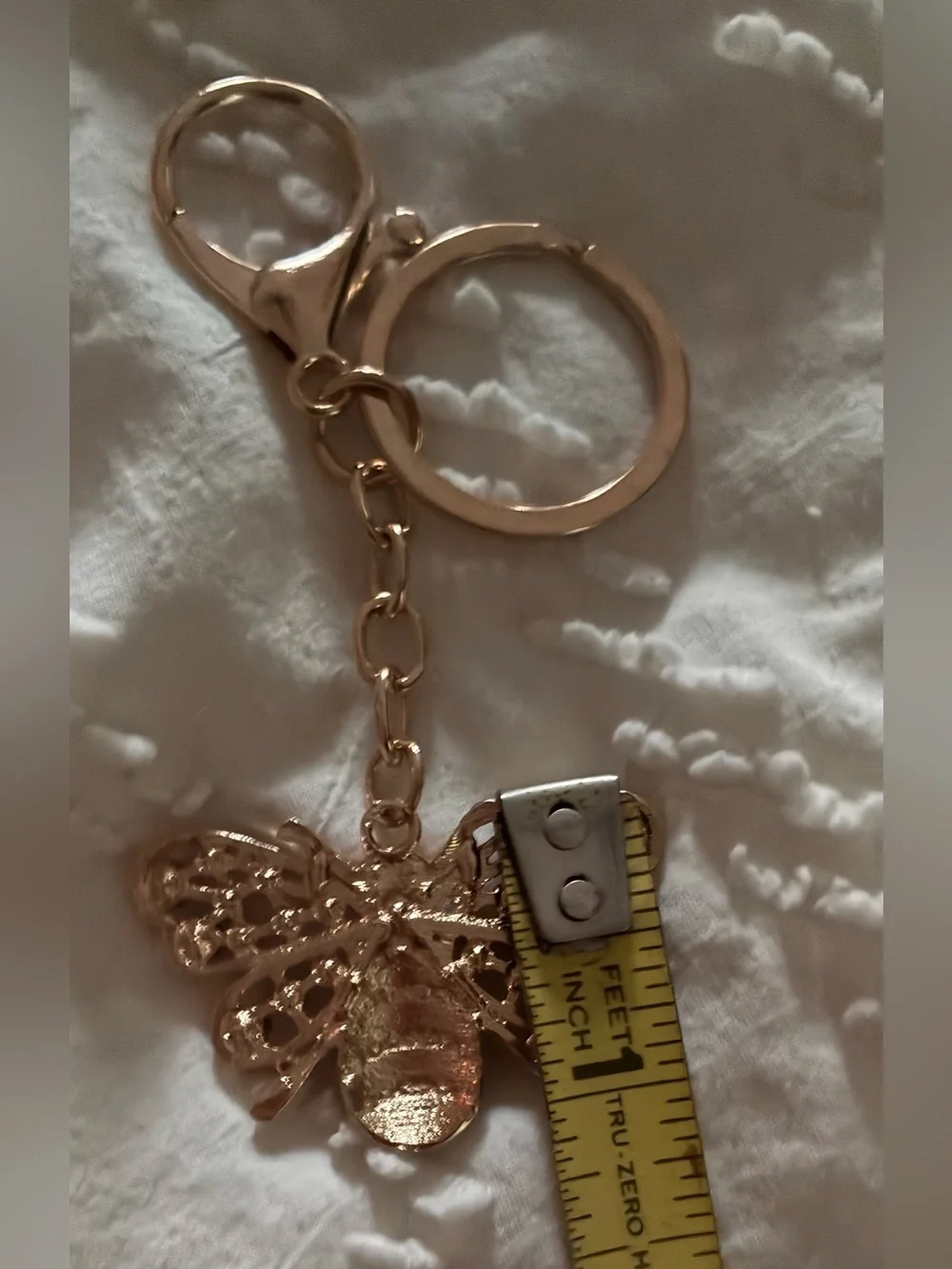 Gold Bee Keychain Charm with Crystal Accents bag charm backpack charm